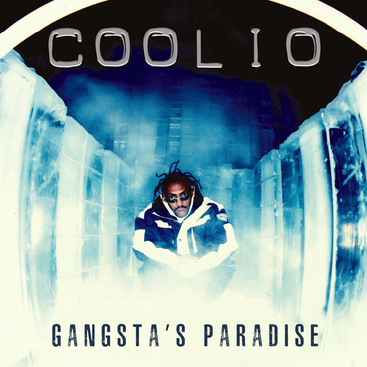 Coolio album cover for "Gangsta's Paradise" featuring the artist in an icy setting.