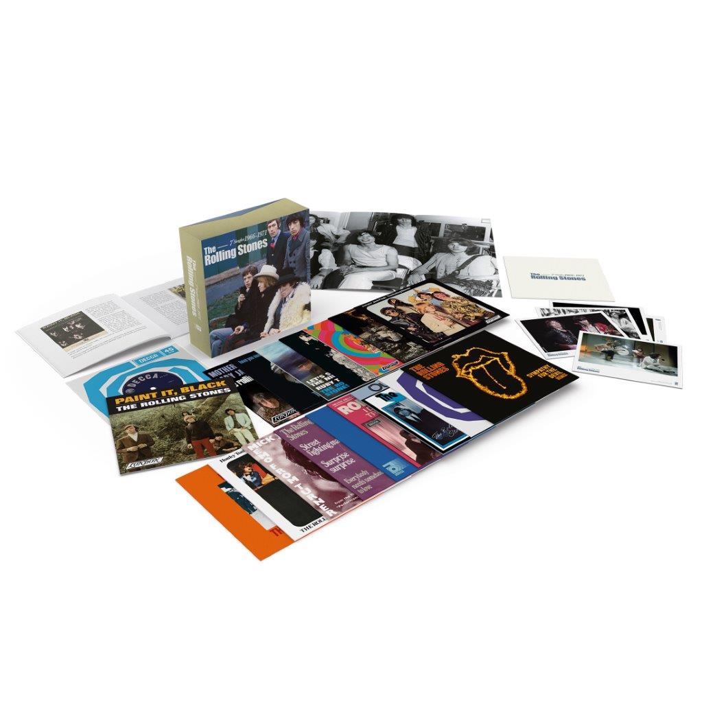 The Rolling Stones vinyl singles collection 1966-1971, box set displayed.