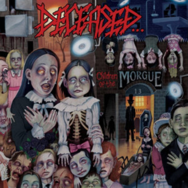 Album cover for Deceased’s “Children of the Morgue” featuring ghostly figures.