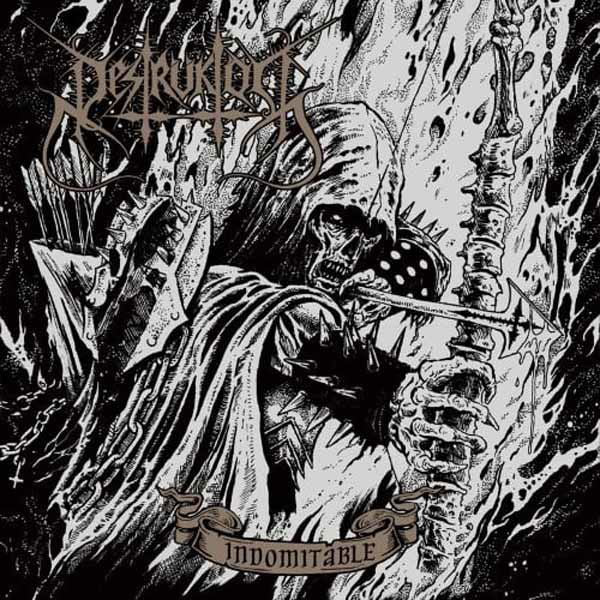 Black and white album cover depicting a hooded, skeletal figure with a sword.