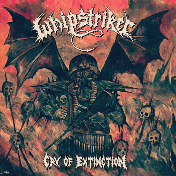 Album cover: soldier with bat wings, skulls, and fiery background.
