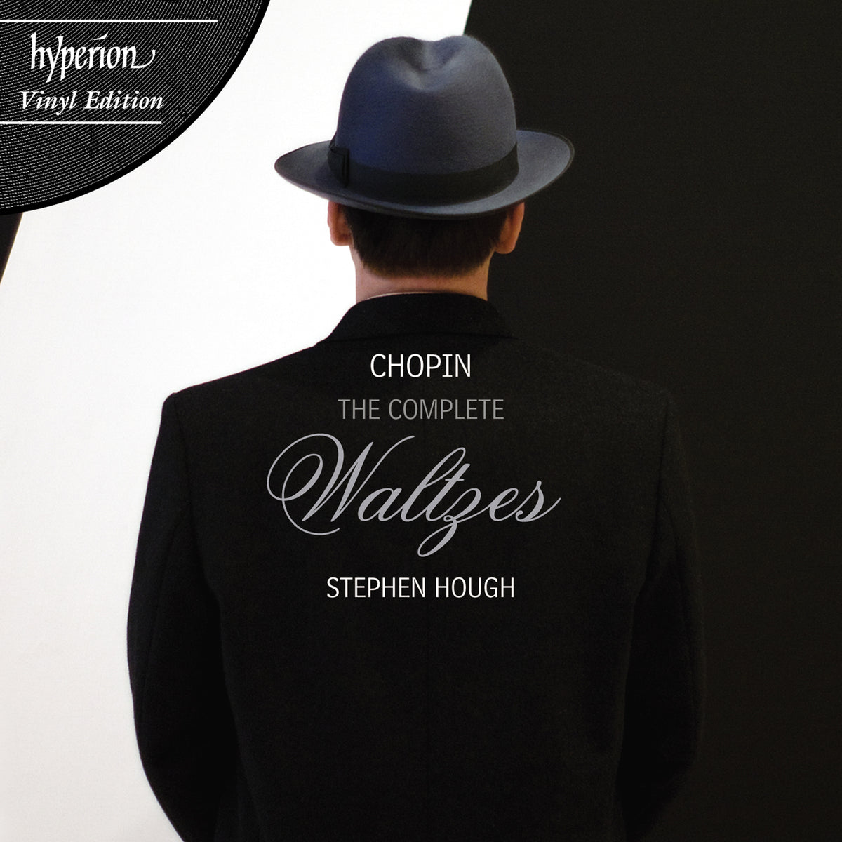 Album cover featuring pianist Stephen Hough in a hat and suit.