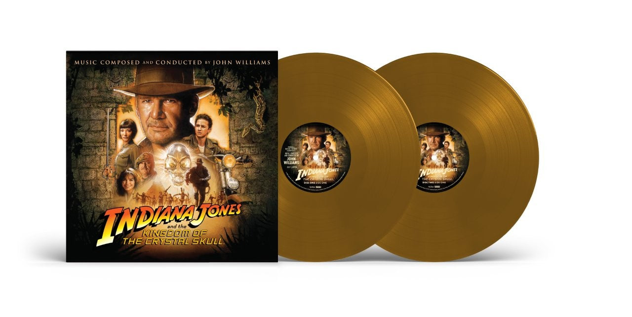 John Williams' "Kingdom of the Crystal Skull" double vinyl record, gold color.