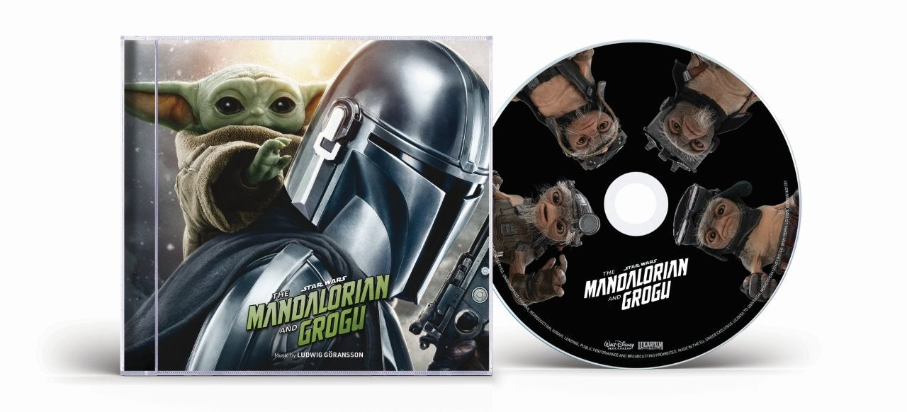 CD case featuring The Mandalorian, Grogu, and Ludwig Göransson’s soundtrack.