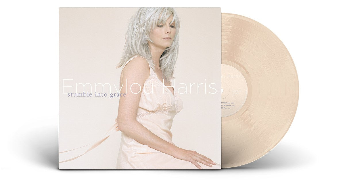 Emmylou Harris album cover and cream-colored vinyl record.