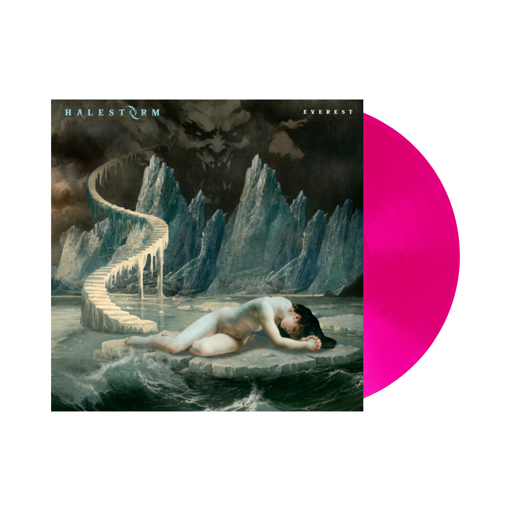 Halestorm's "Everest" pink vinyl record with mountainous album art.