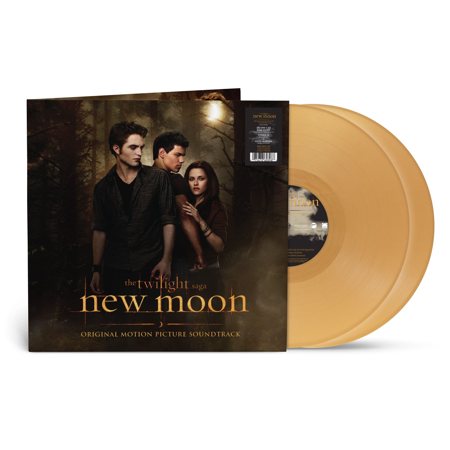 New Moon" soundtrack vinyl record with cover featuring Bella and Edward.