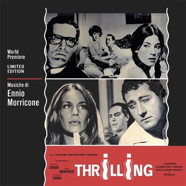 CD cover for Ennio Morricone’s “Thrilling” featuring film stills and text.