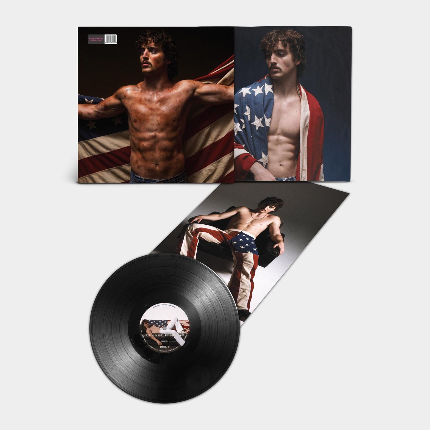 Benson Boone's "American Heart" vinyl record with album artwork featuring a man.