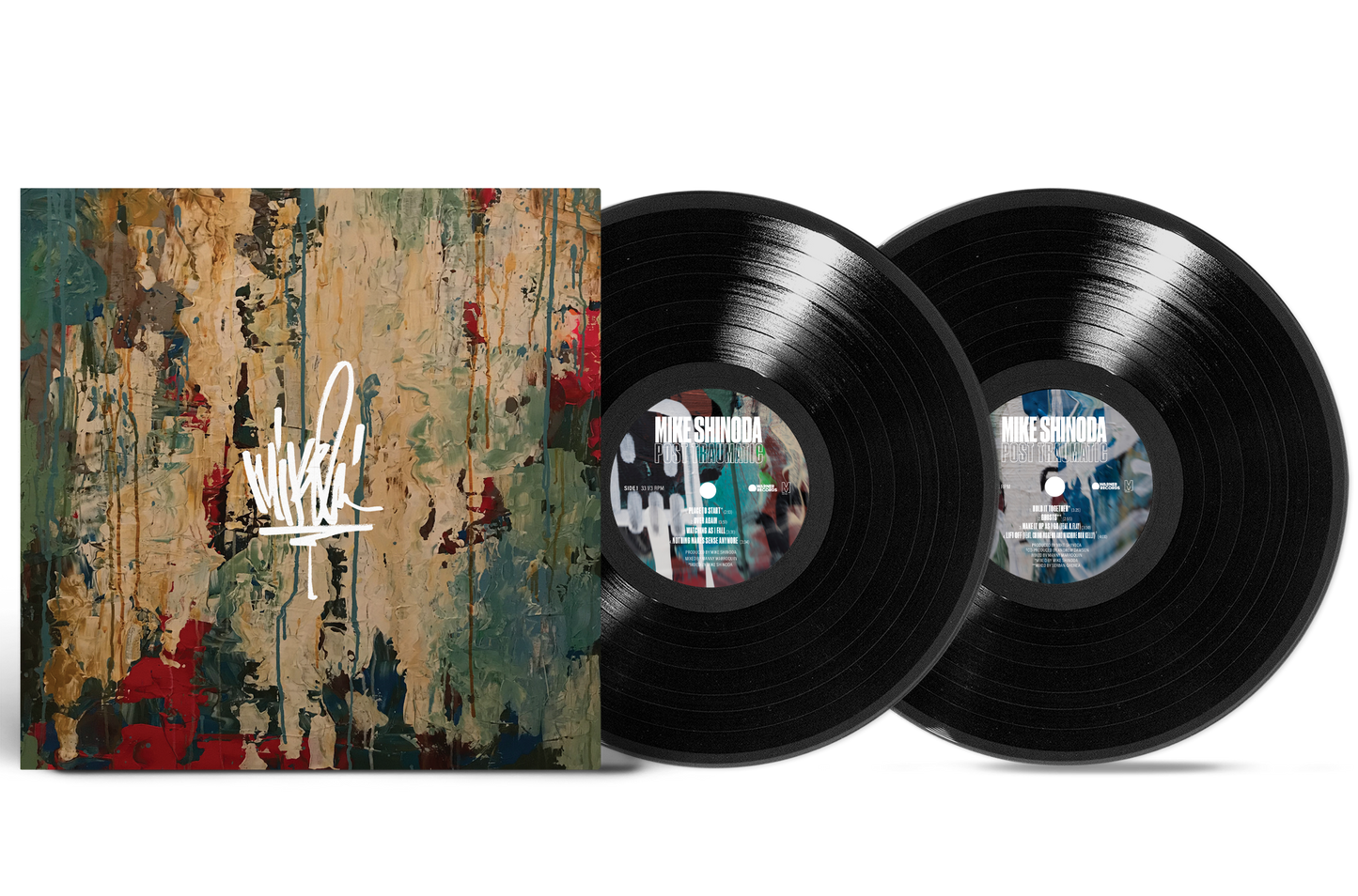 Mike Shinoda "Post Traumatic" vinyl record with abstract painted cover art.
