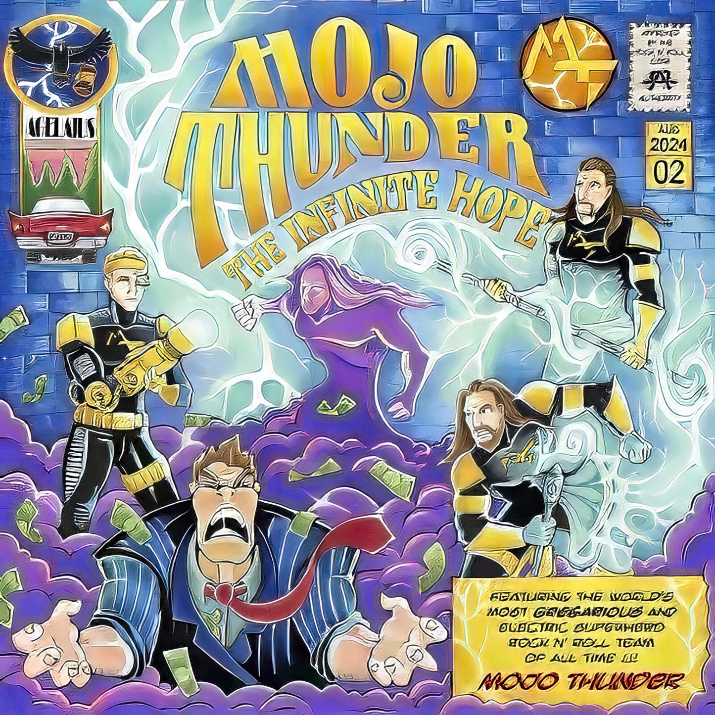 CD cover for "Mojo Thunder - The Infinite Hope" featuring illustrated figures.