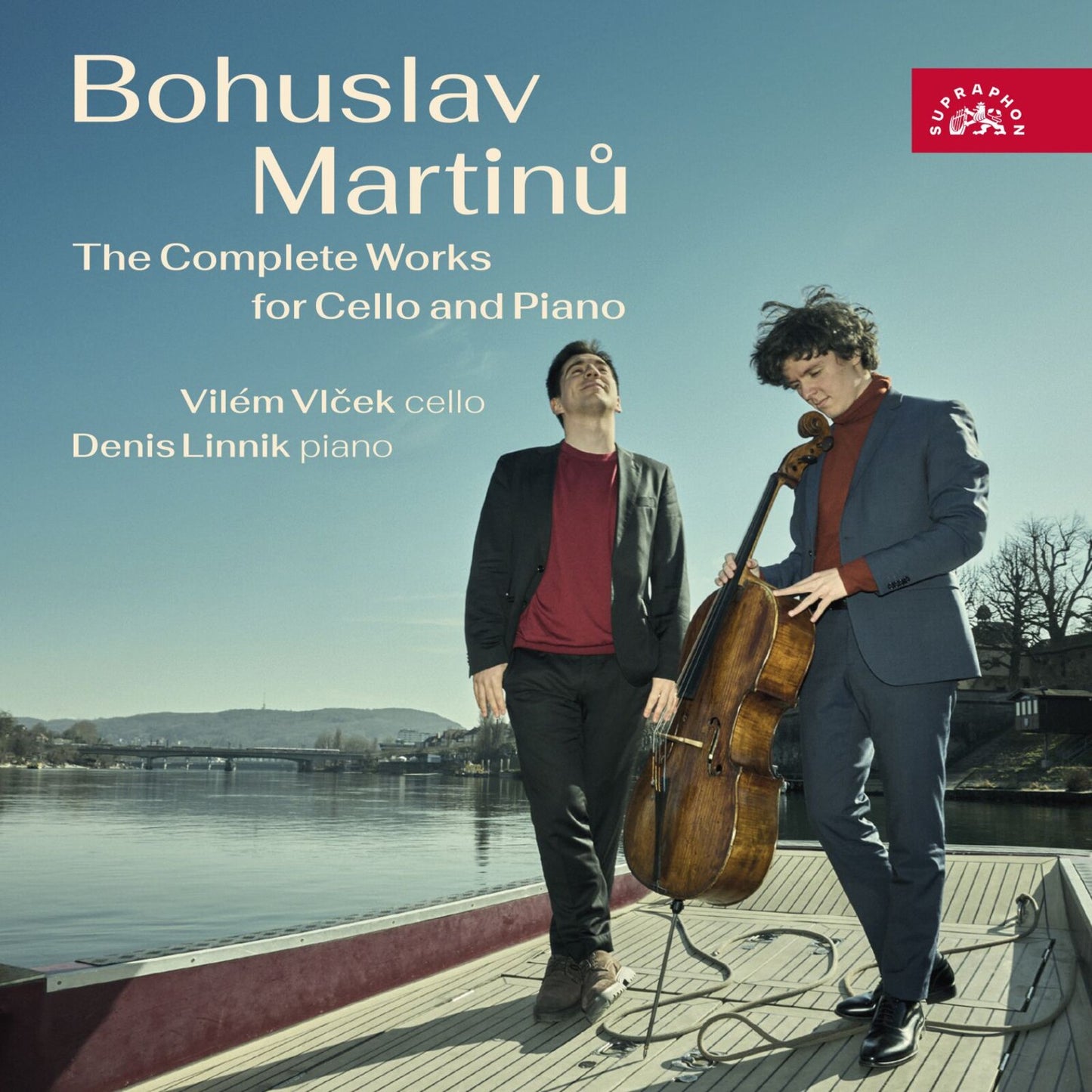 CD cover featuring two cellists and a pianist, with text "Bohuslav Martinů".