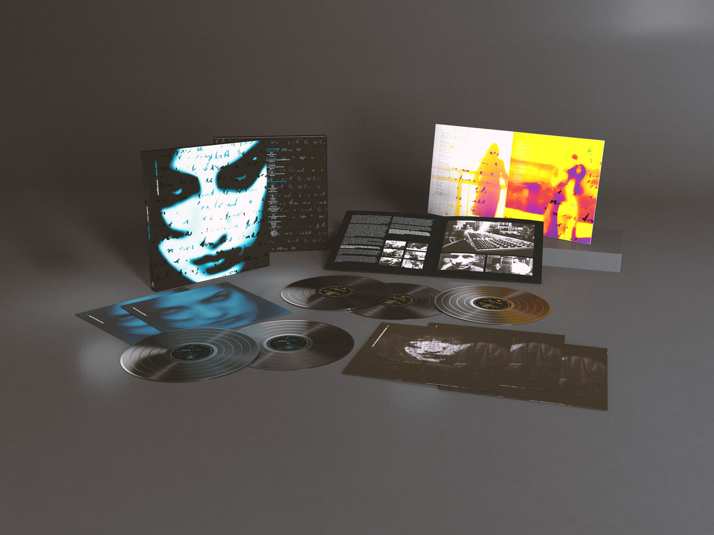 Five vinyl LPs, booklets, and covers for Marillion’s “Brave” album.