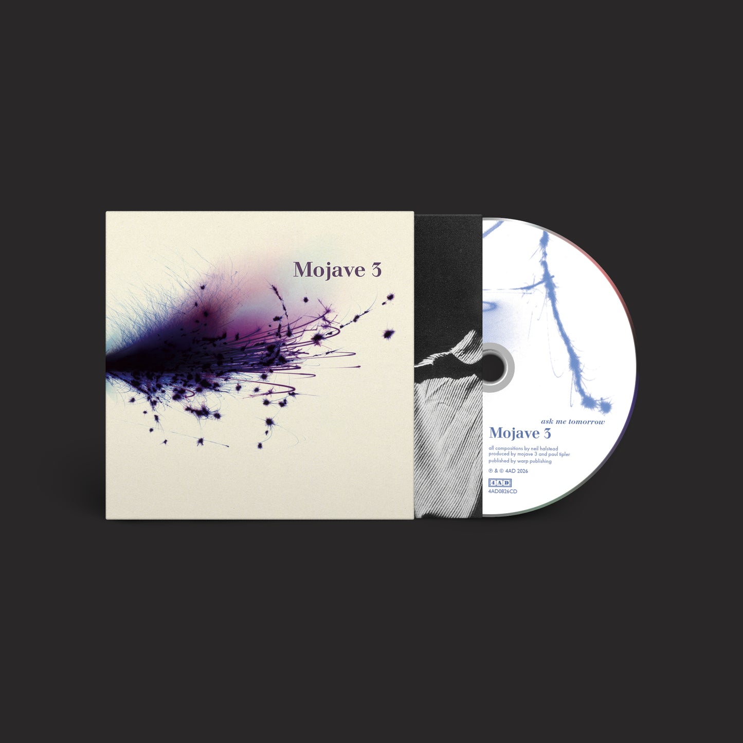 CD case for Mojave 3’s “Ask Me Tomorrow (2026 Remaster)” with abstract cover art.