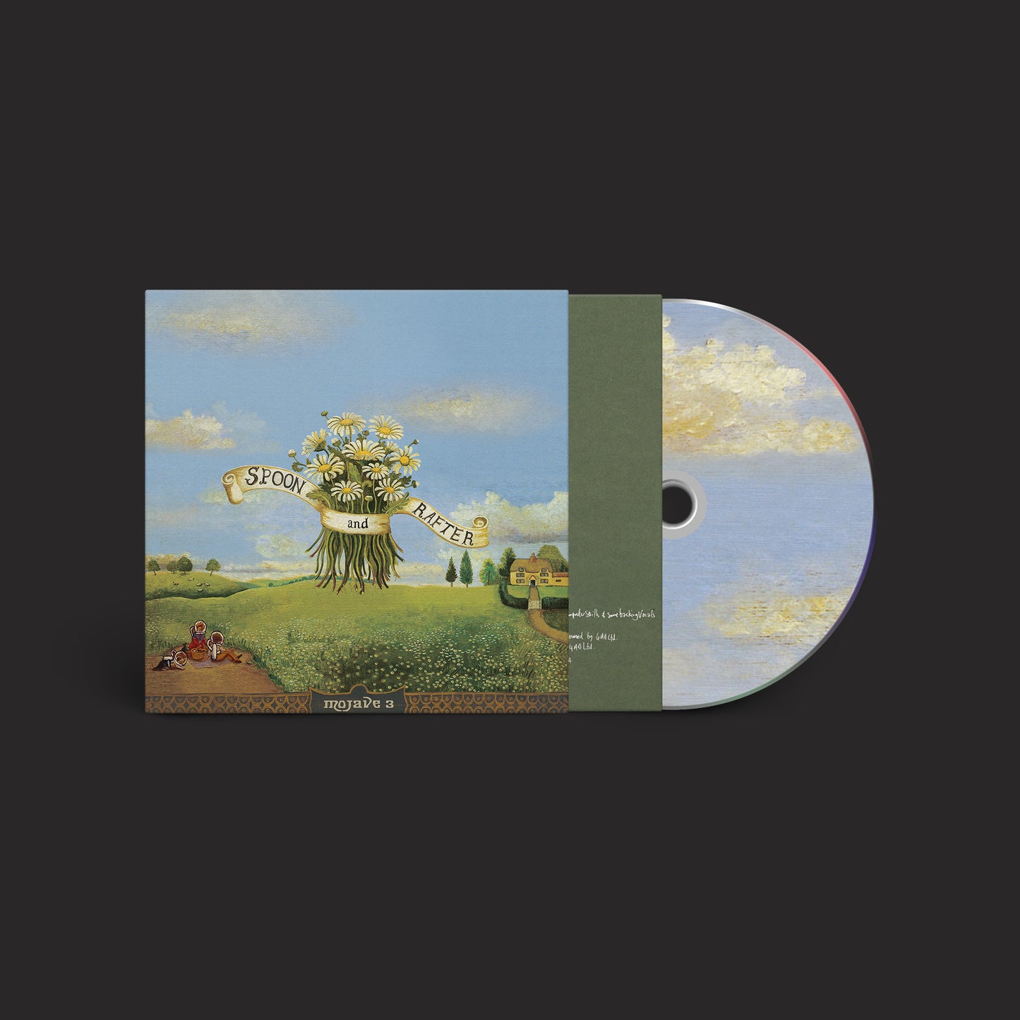 CD case for Mojave 3’s “Spoon and Rafter” with a pastoral painting.