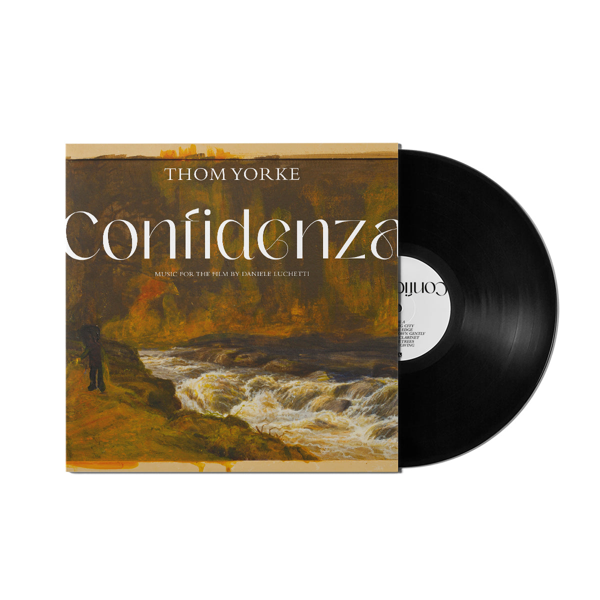 Thom Yorke’s “Confidenza” soundtrack vinyl record with a landscape cover.