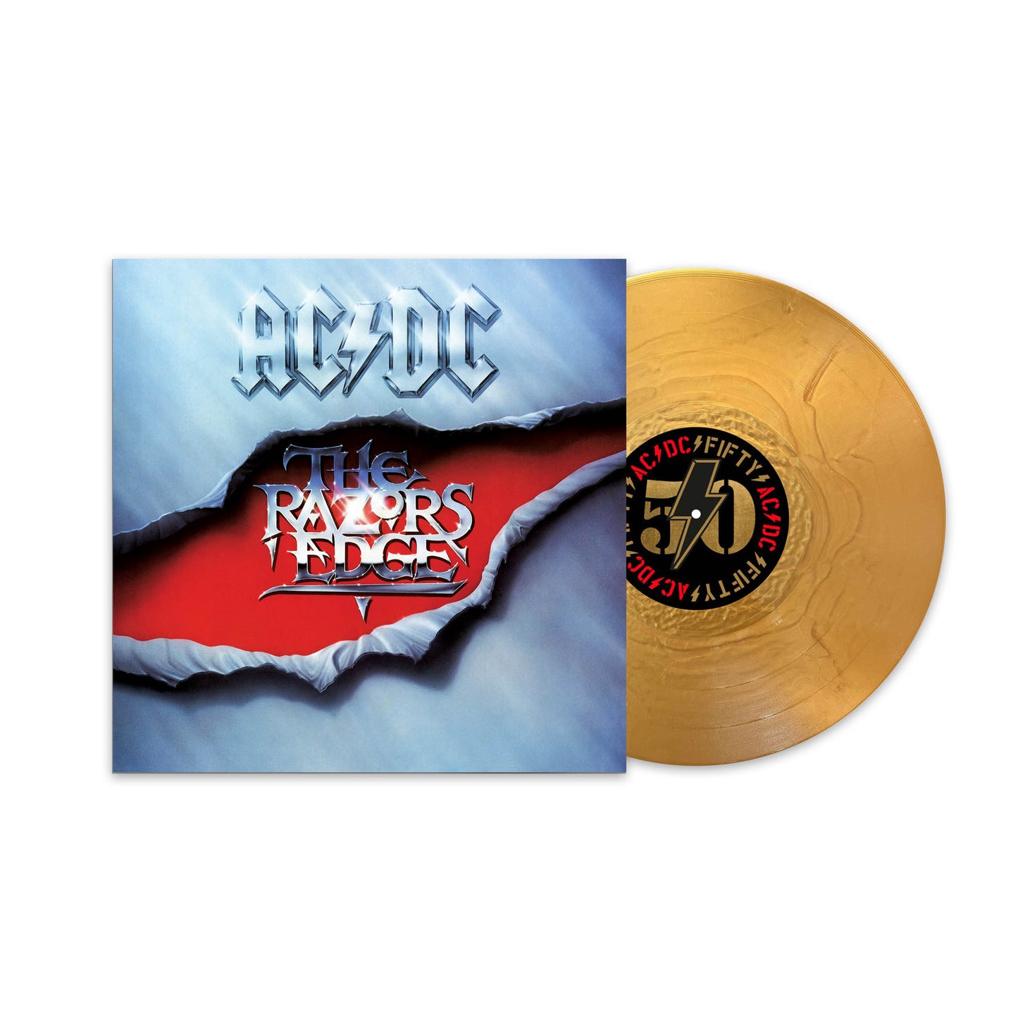 AC/DC “The Razors Edge” 50th Anniversary vinyl record and cover art.