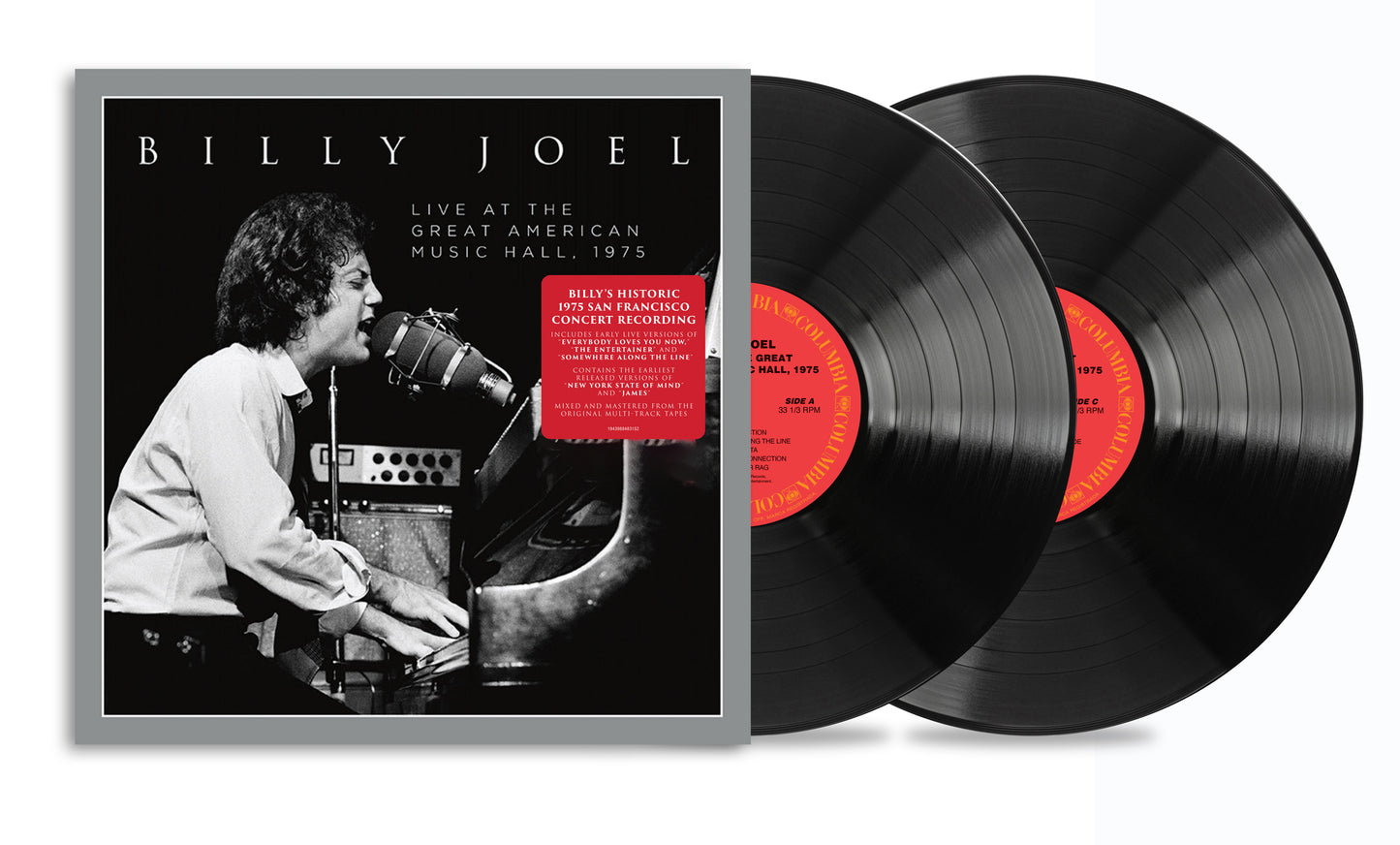 Billy Joel live album vinyl record, two discs, black cover with portrait.