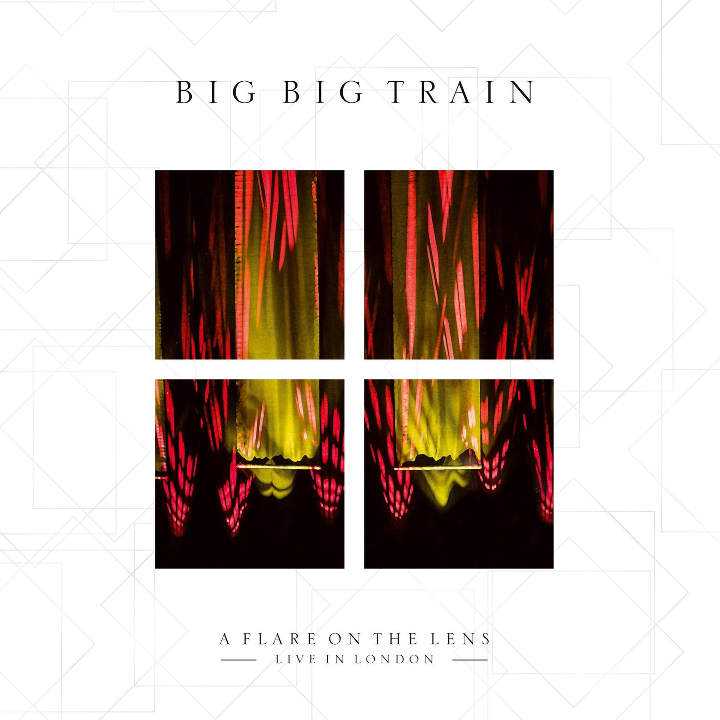CD cover for Big Big Train’s “A Flare On The Lens” with abstract red and yellow lights.