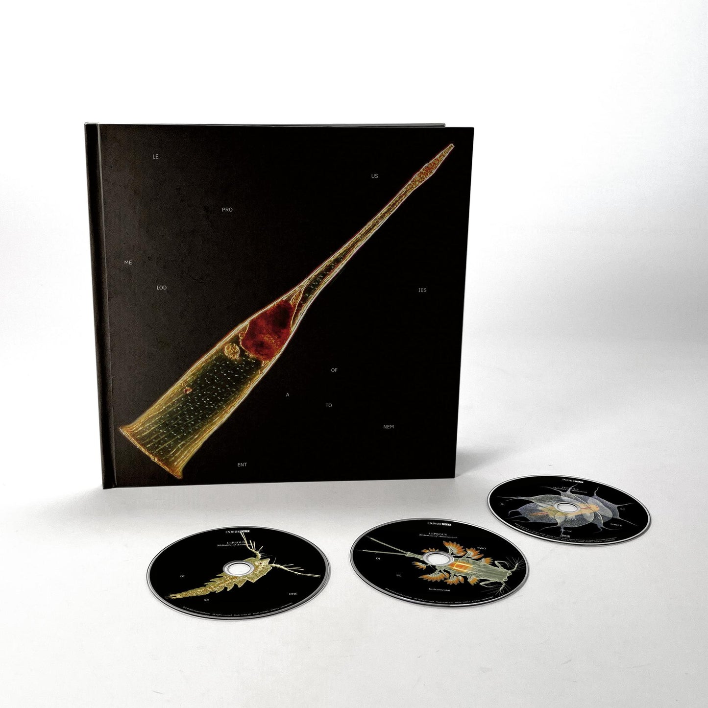 Leprous “Melodies Of Atonement” CD packaging with abstract artwork and two discs.