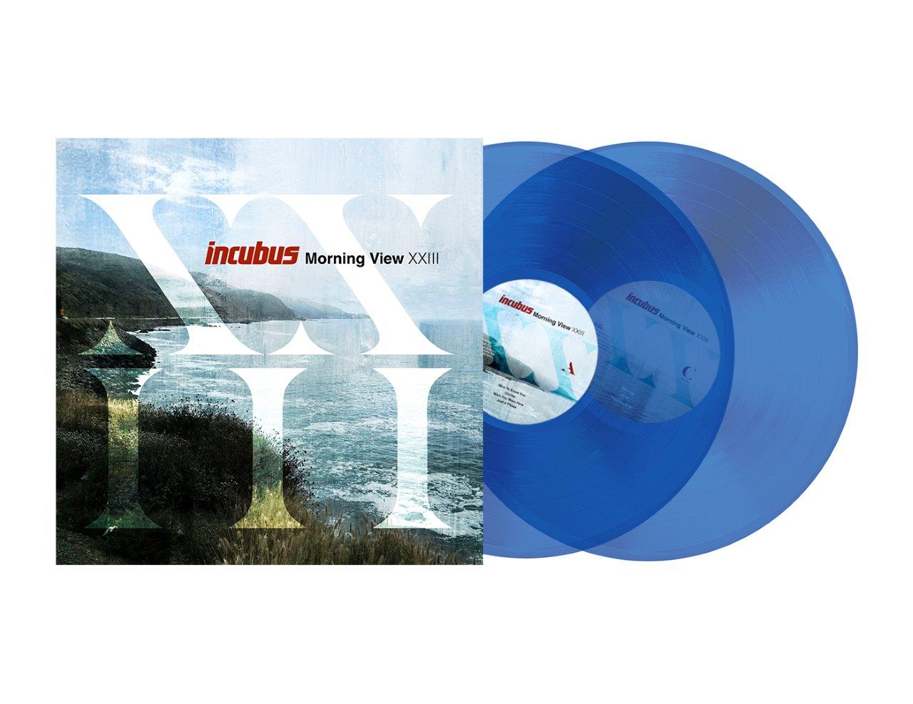 Incubus “Morning View XXIII” vinyl record, blue with landscape cover art.