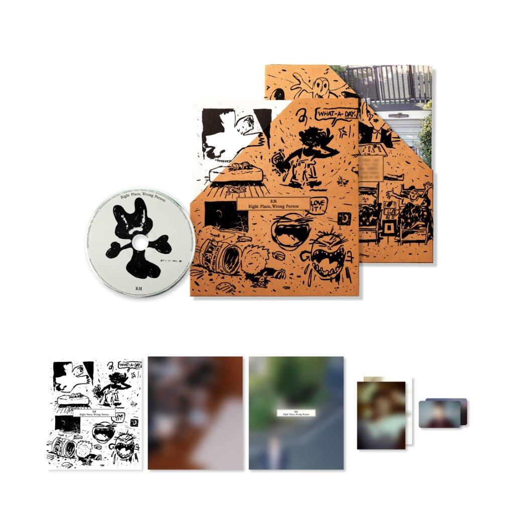 RM's Right Place, Wrong Person CD, album cover, and accompanying photocards.