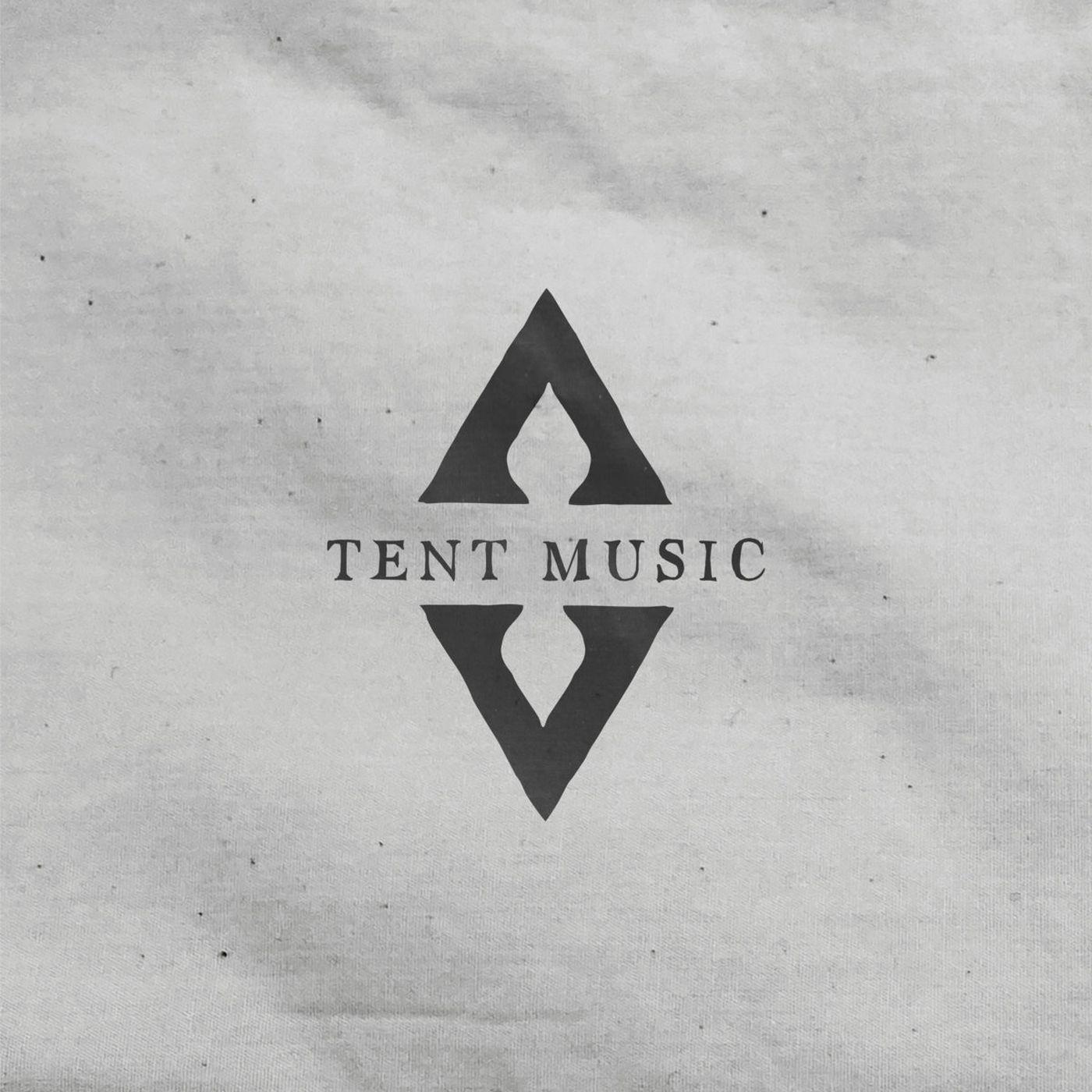 Tent Music" vinyl record cover with a black geometric design on white.
