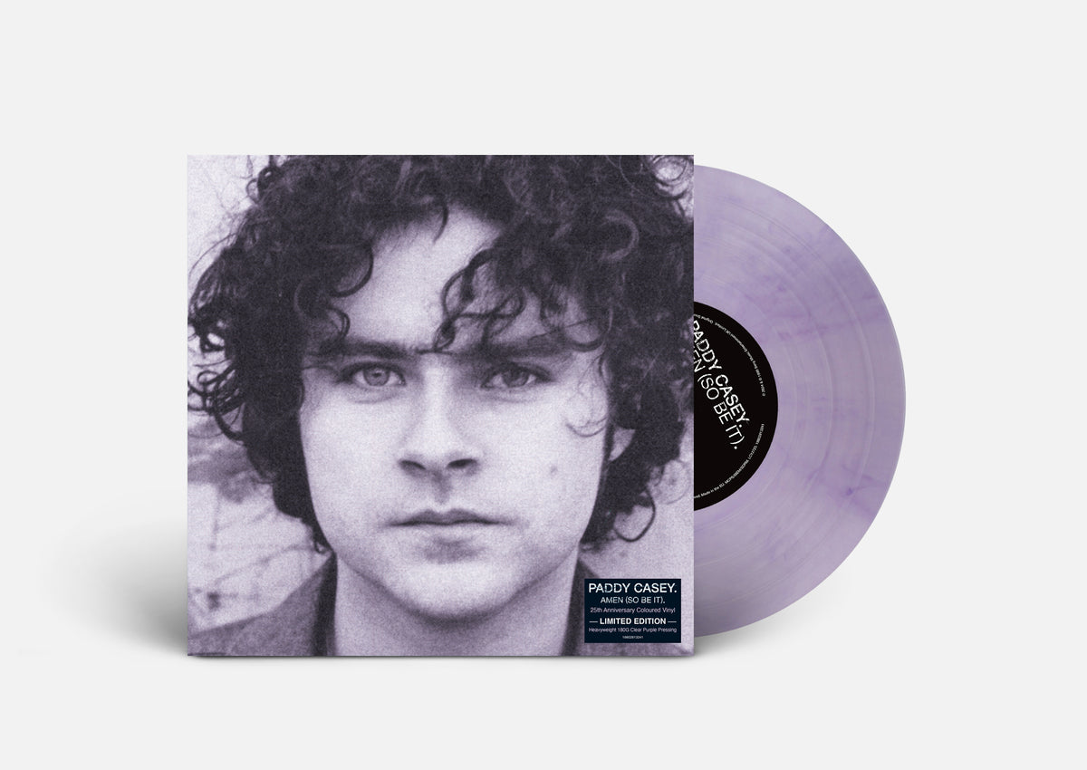 Vinyl record with portrait of Paddy Casey and purple translucent disc.
