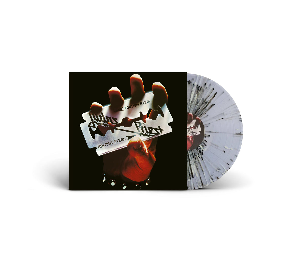 Judas Priest’s “British Steel” vinyl record with a razor blade design.
