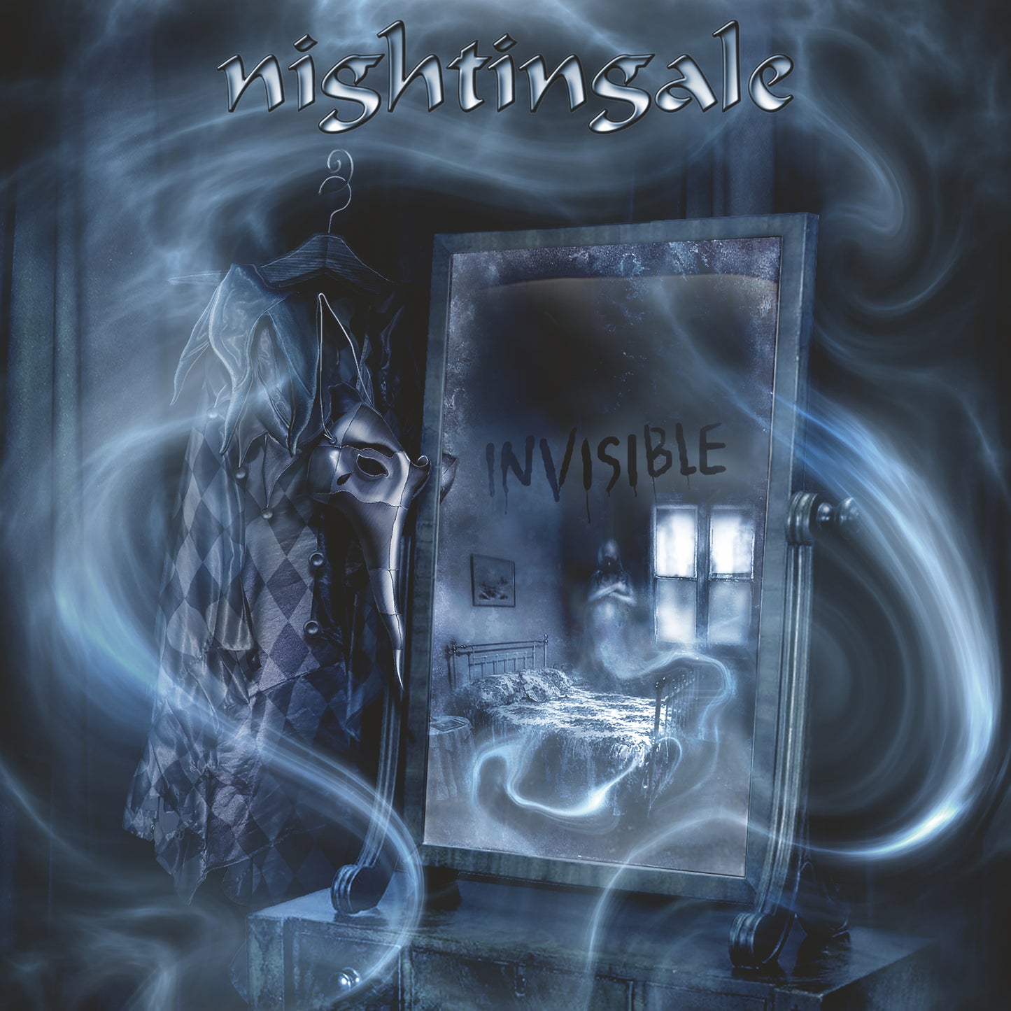 Album cover for Nightingaleās āInvisibleā featuring a ghostly mirror image.