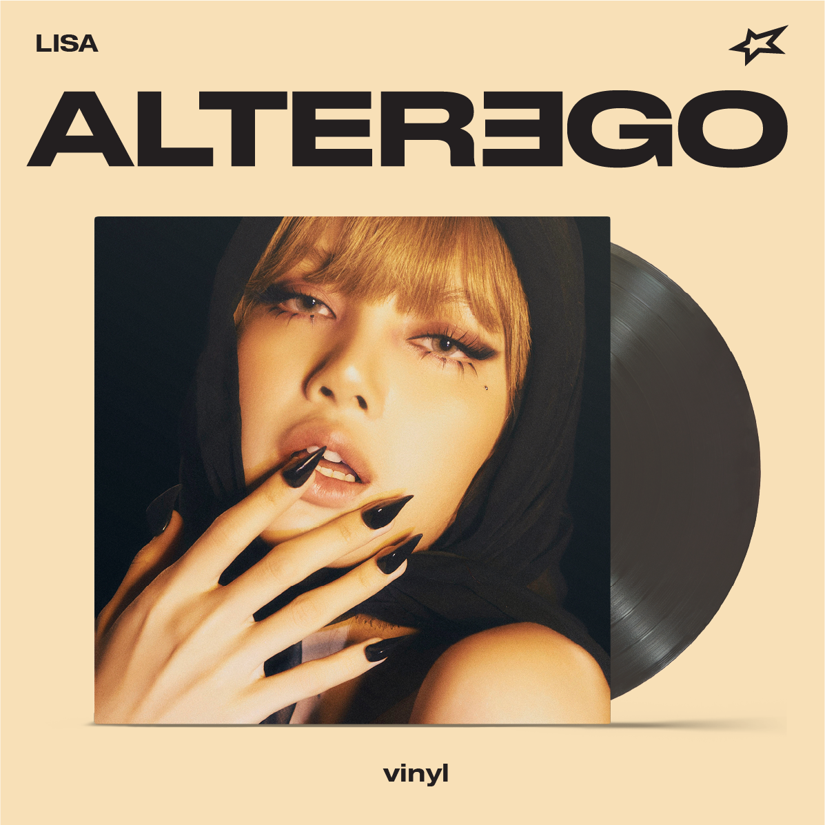 LISA Alter Ego vinyl record featuring a close-up portrait of Lisa on the cover.