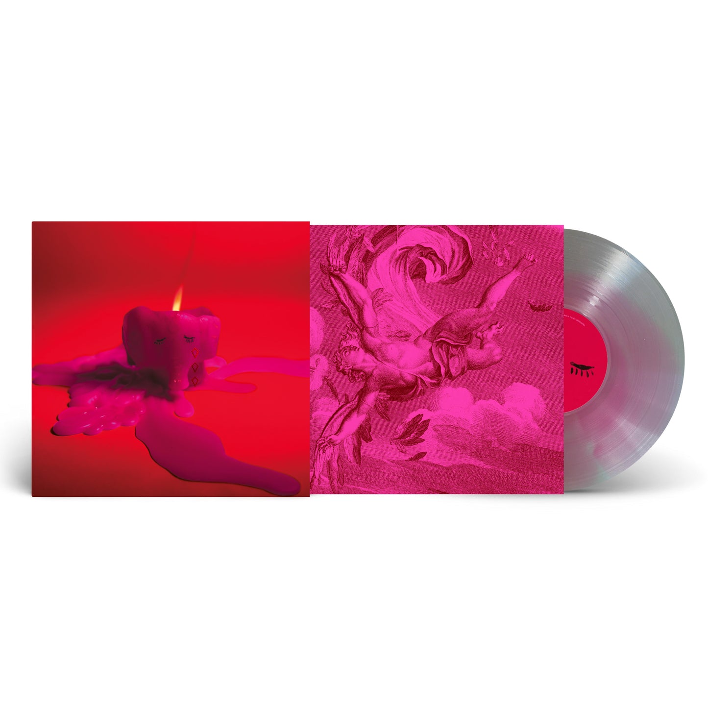Arcade Fire's "Pink Elephant" vinyl record with pink and red artwork.