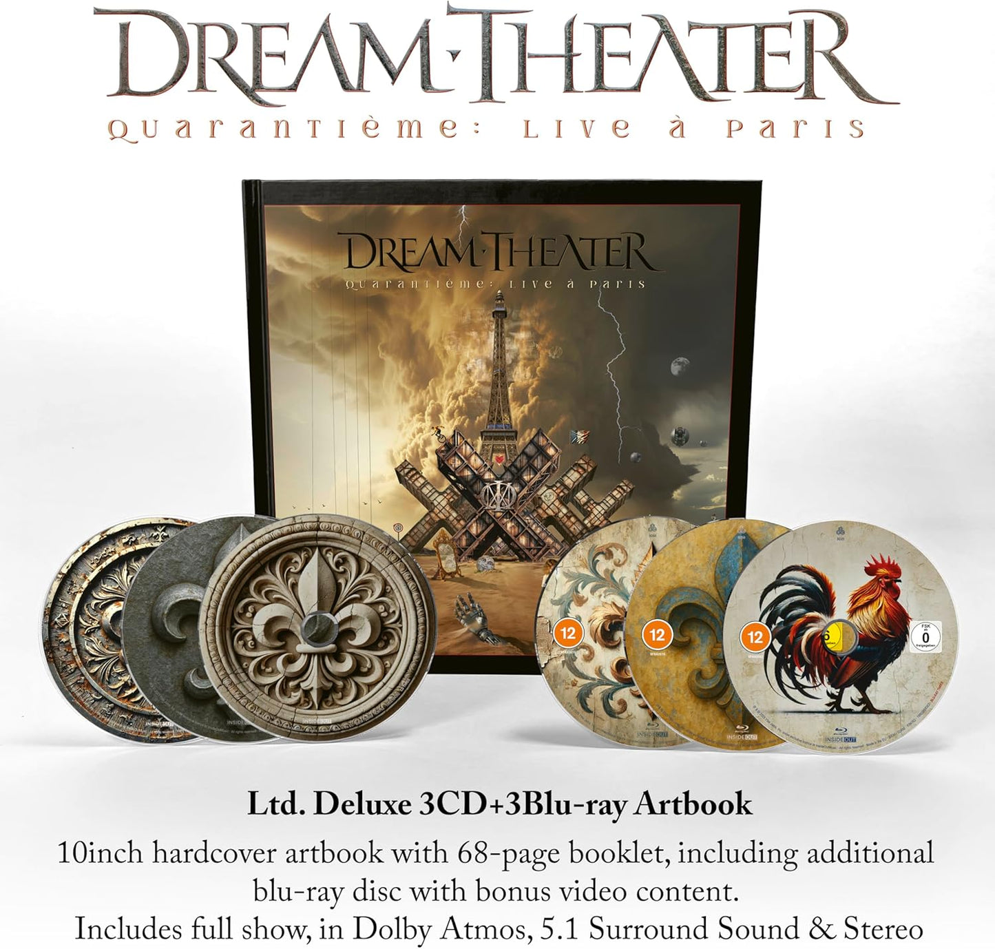 Dream Theater “Quarantime: Live in Paris” 3CD + 3BD deluxe edition packaging.