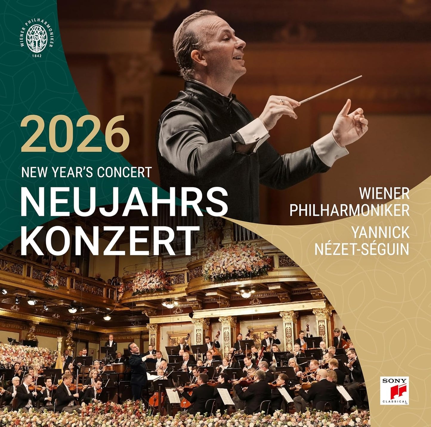 Vienna Philharmonic New Year's Concert 2026 album cover with Yannick Nézet-Séguin.