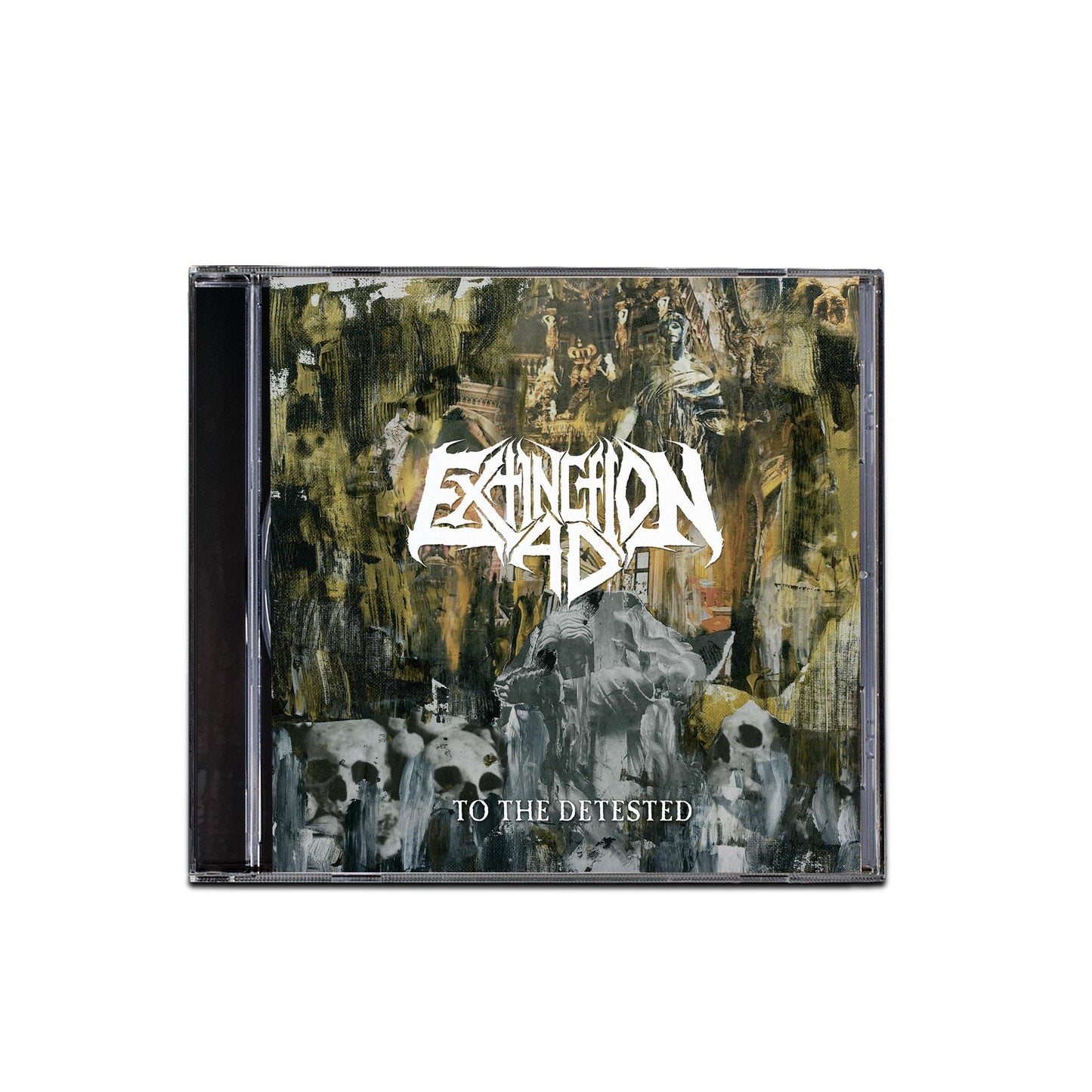 CD cover with dark, abstract artwork featuring skulls and the band name Extinction A.D.