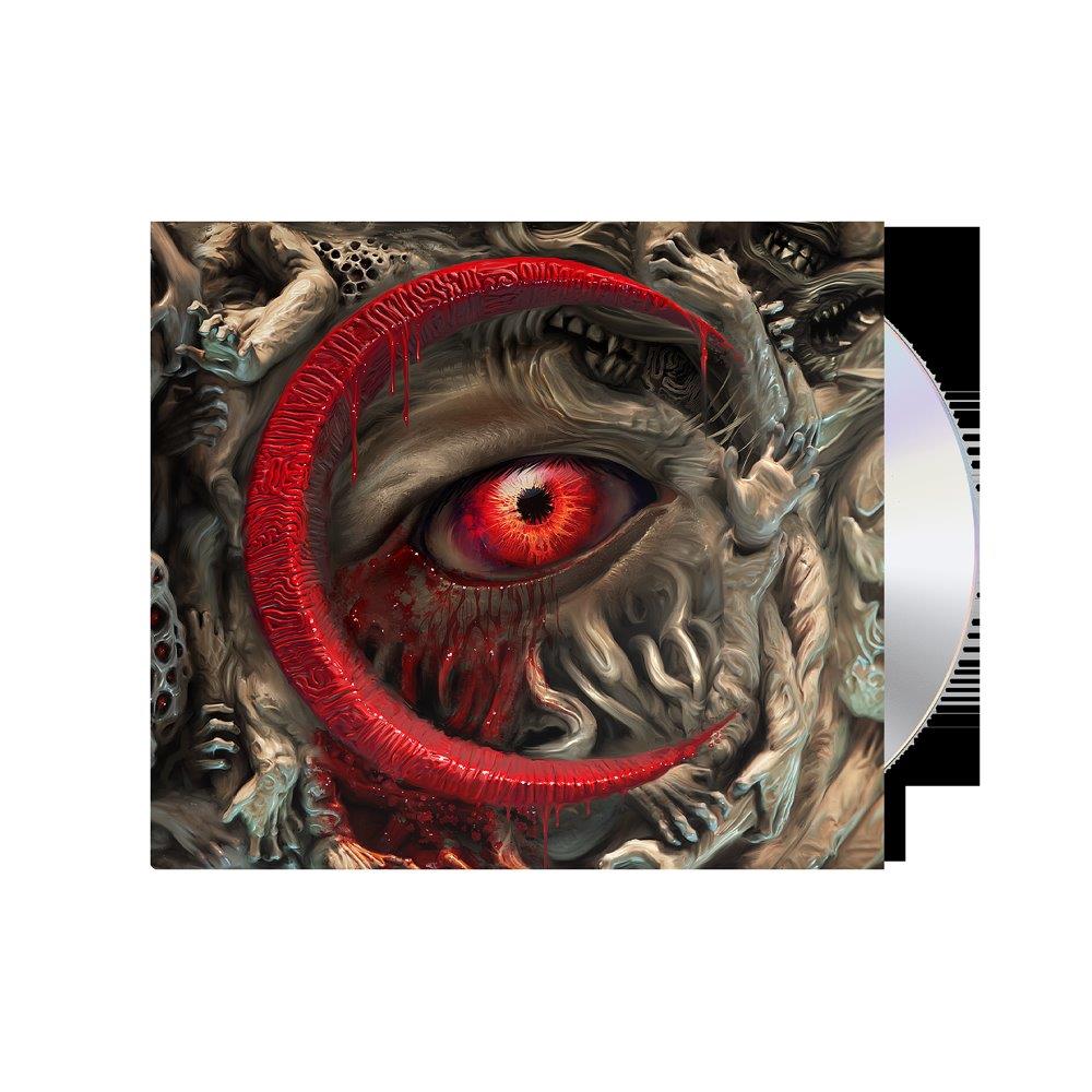 CD cover with a monstrous, red-eyed face and dripping red details.