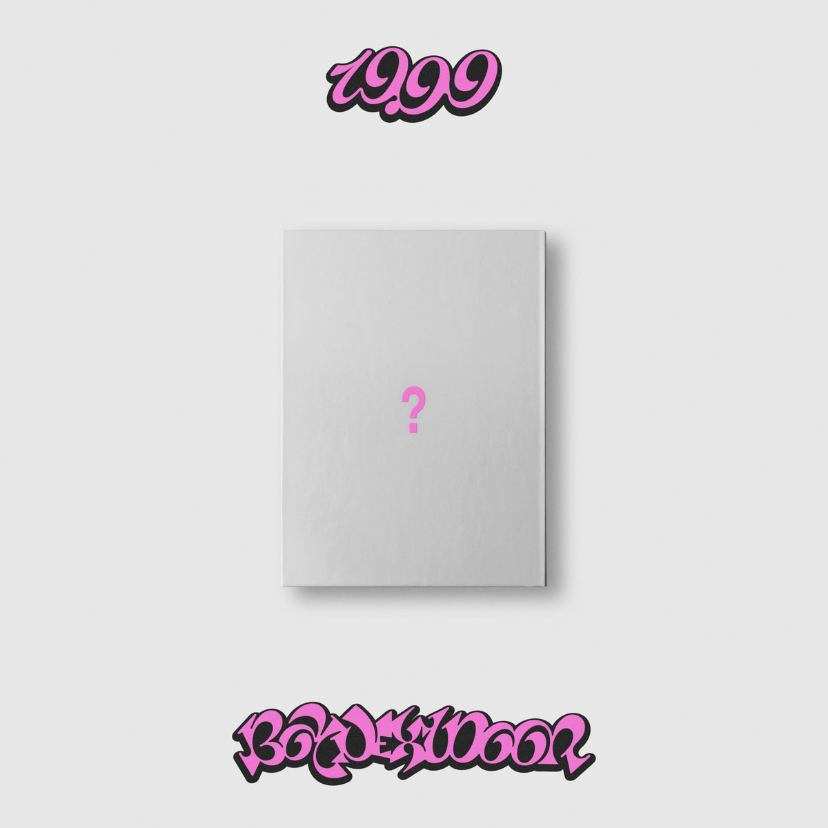Gray CD case with pink question mark and stylized text.