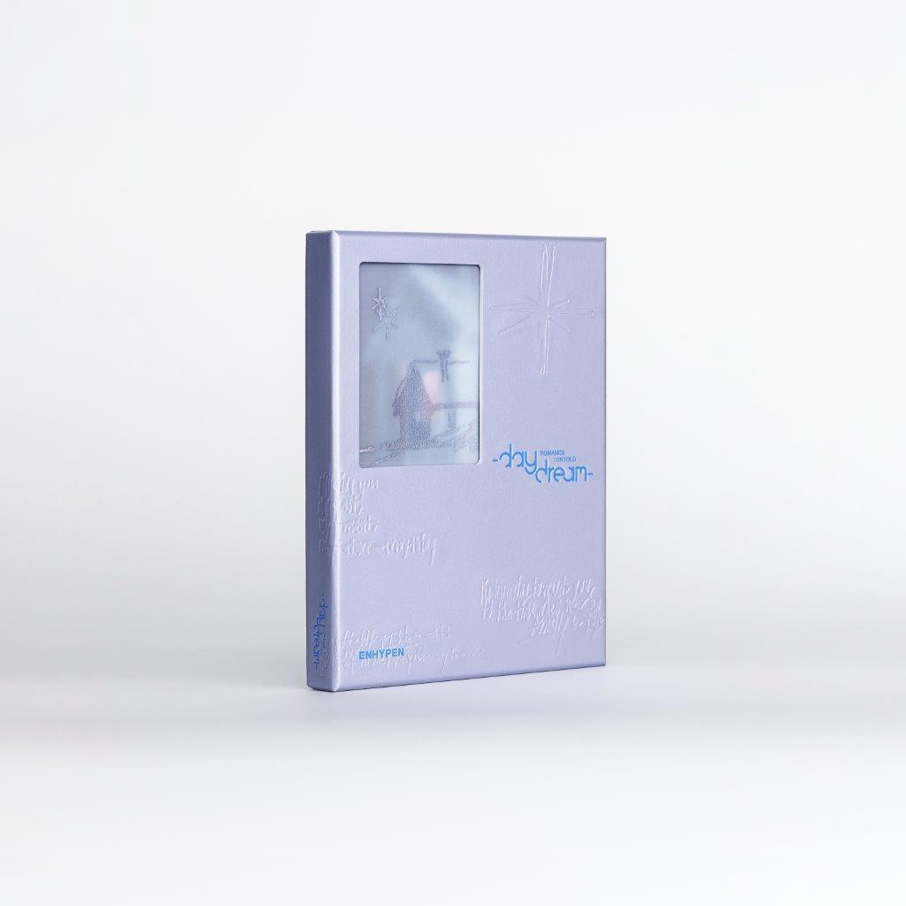 Light blue ENHYPEN album cover with a snowy landscape illustration.