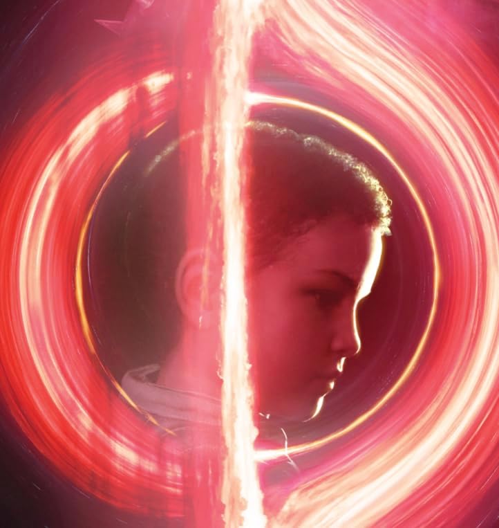 Album cover with a man’s profile framed by swirling red and pink light.