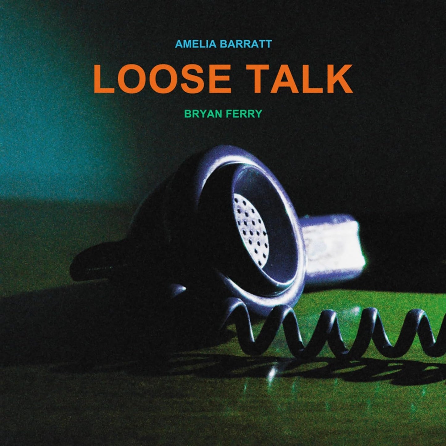 Album cover for "Loose Talk" featuring a microphone and teal background.