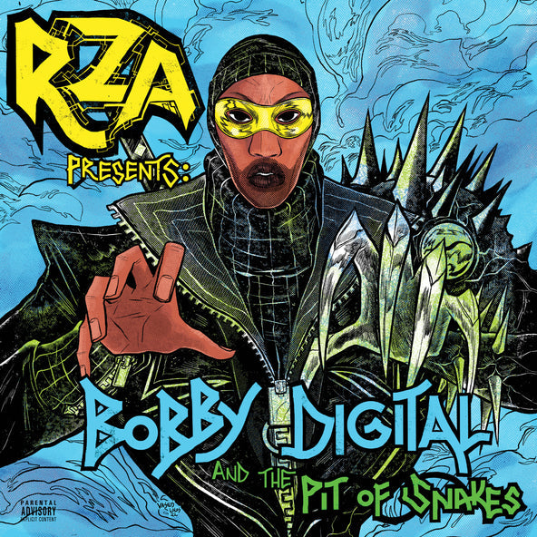 RZA album cover: illustrated man in mask with snakes and text.
