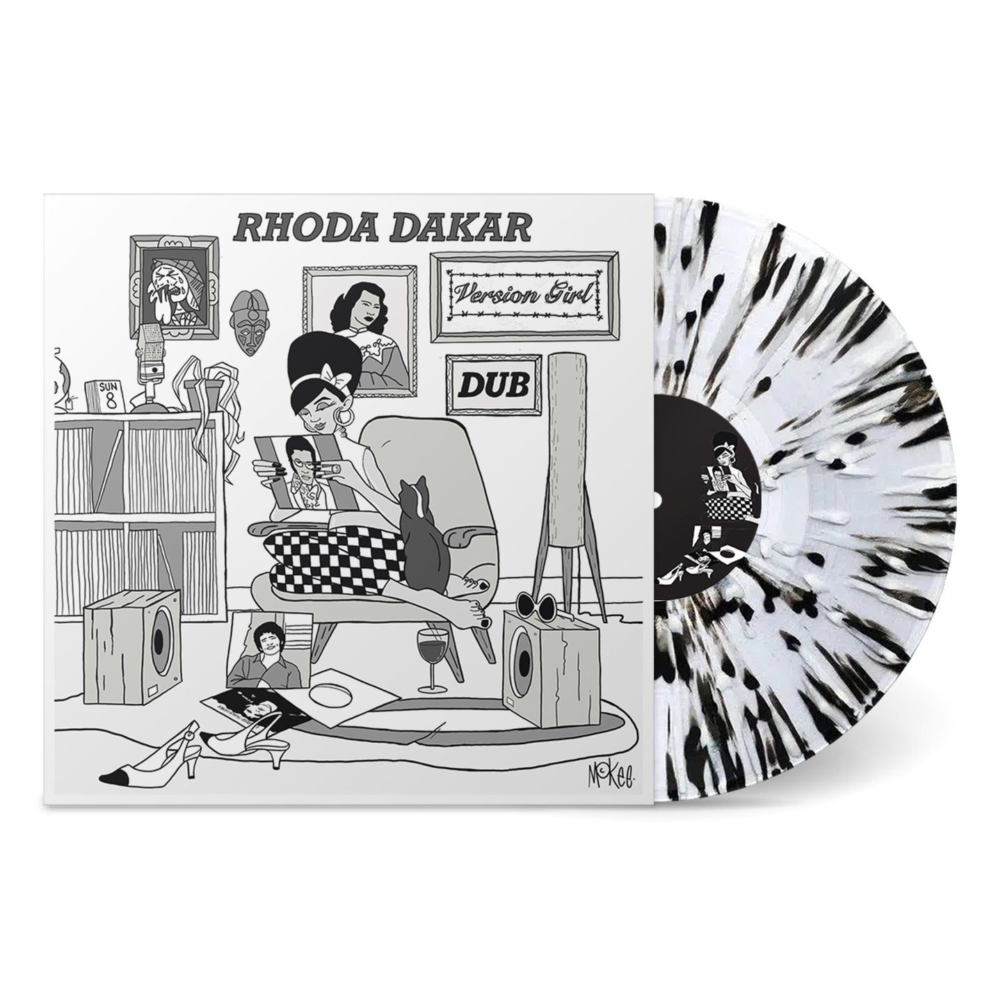 Vinyl record of Rhoda Dakar’s “Version Girl In Dub” with illustrated cover.