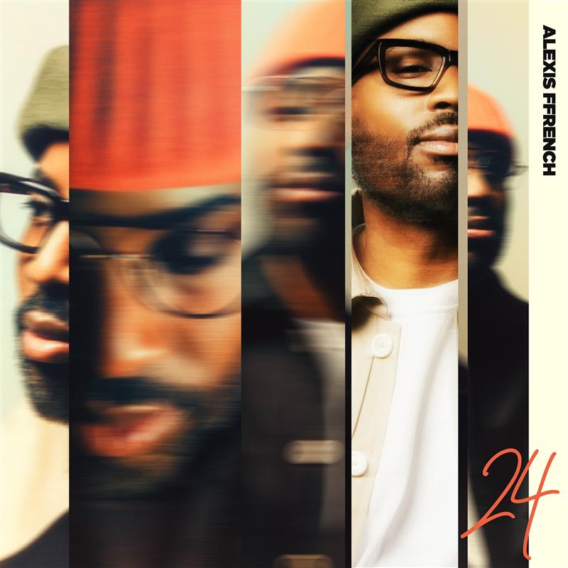 CD cover for Alexis Ffrench’s “24” featuring a portrait split into sections.