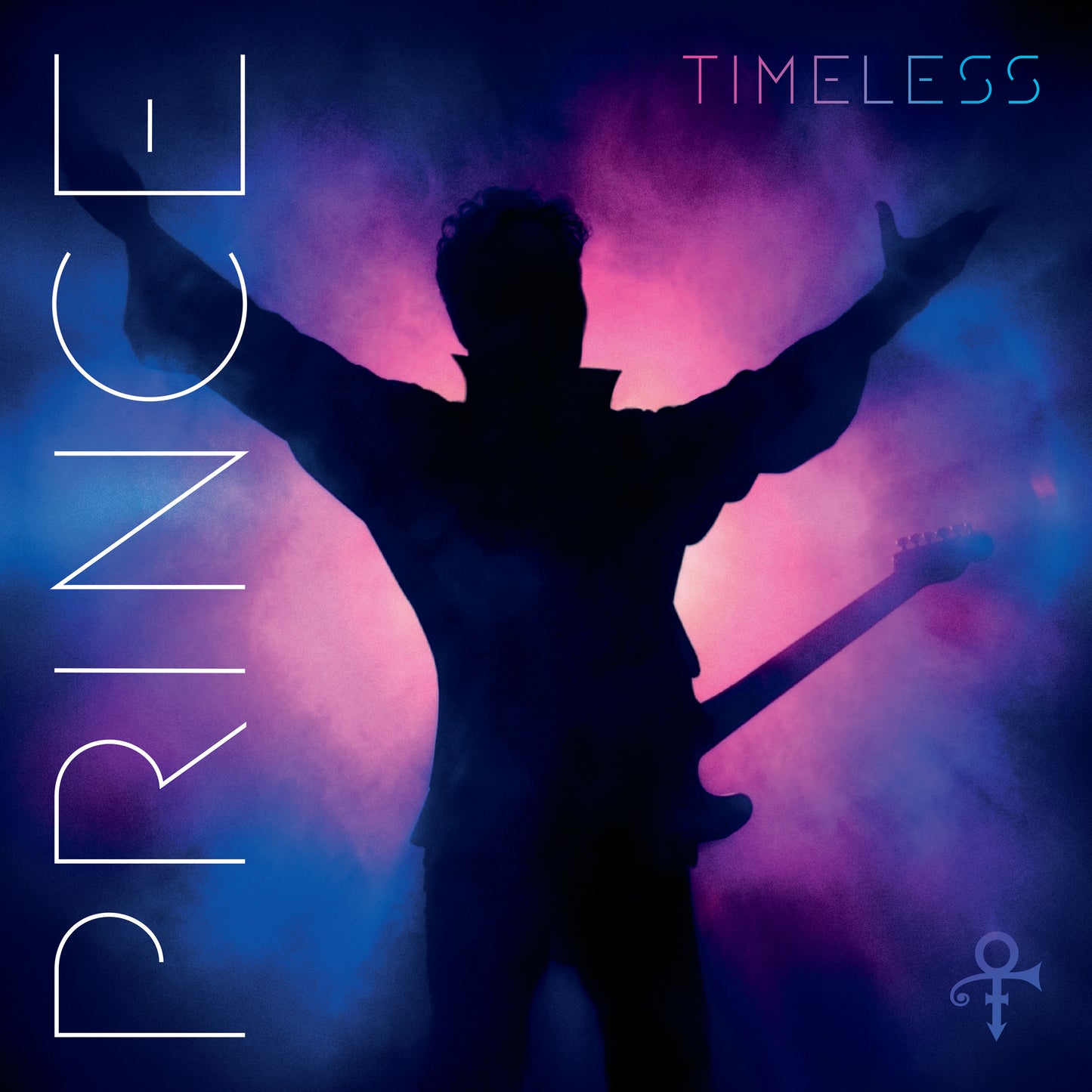 Prince album cover, “Timeless”, featuring a silhouette with guitar.