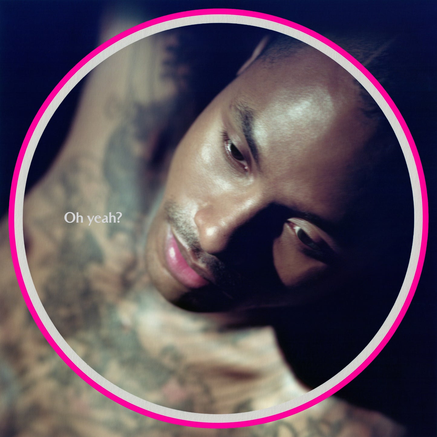 Steve Lacy’s “Oh Yeah?” CD cover with portrait in a pink circle.
