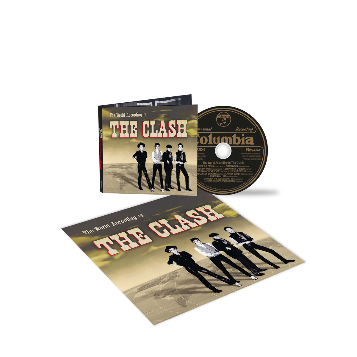 The Clash CD with band photo, booklet, and case on white background.