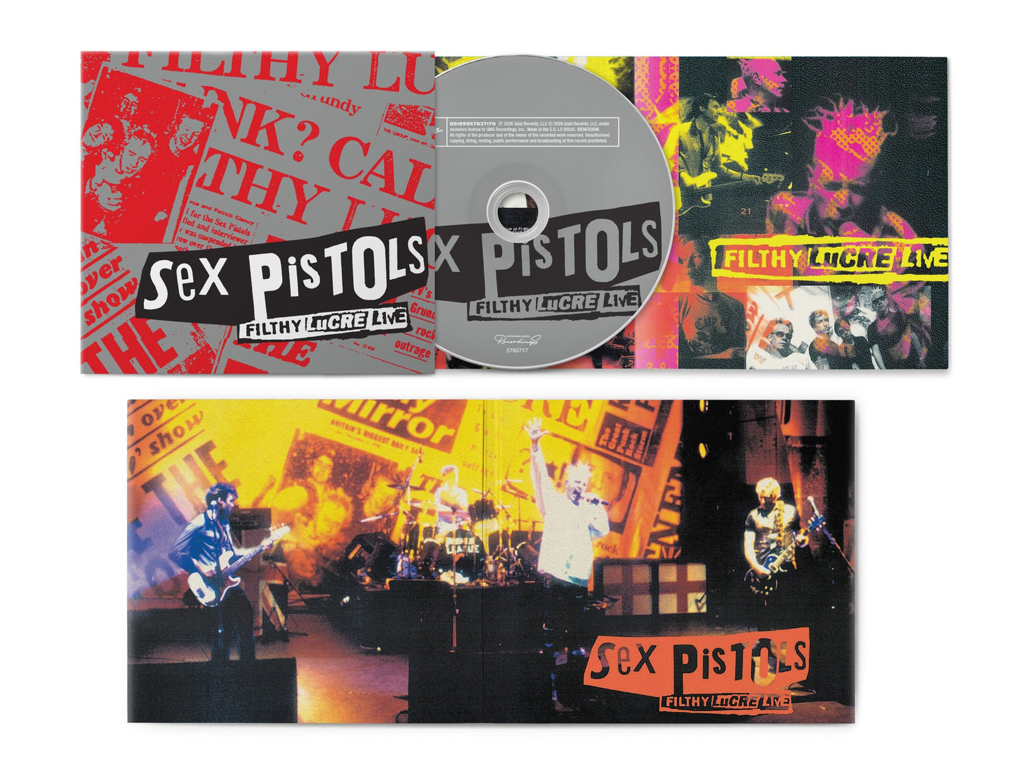 Sex Pistols "Filthy Lucre" 30th Anniversary CD packaging, open with inserts.