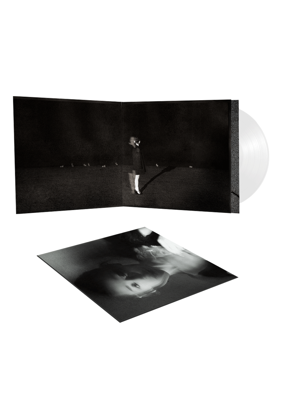 Black and white vinyl LP of Ariana Grande’s “petal” with insert cards.