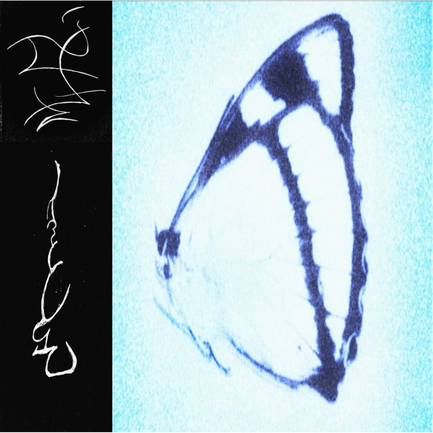 Vinyl record cover: abstract blue and black shapes, white text.