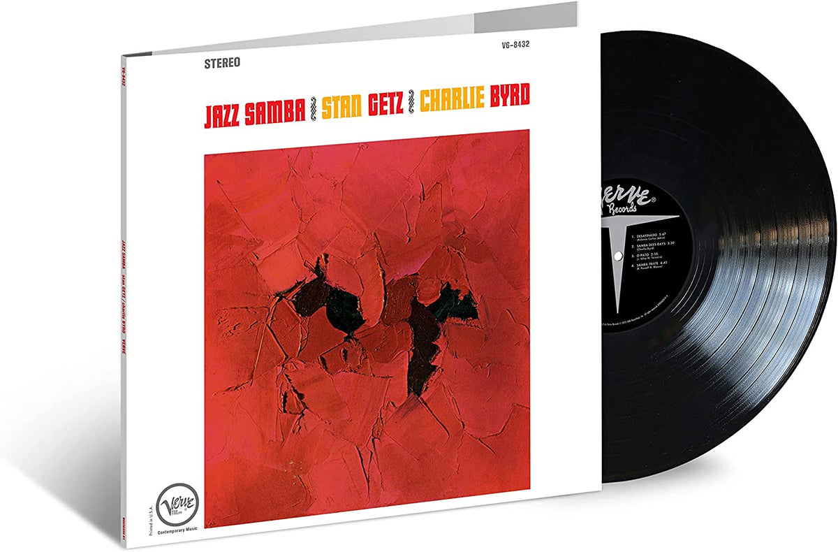 Jazz Samba vinyl record by Stan Getz & Charlie Byrd, red cover.